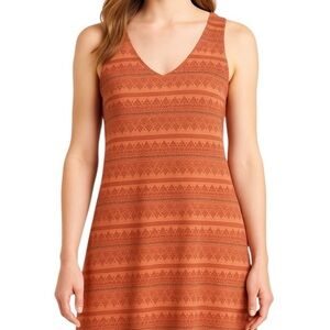 L.L.Bean Sleeveless Tank Dress Geometric Tribal Print Stretch Travel Casual